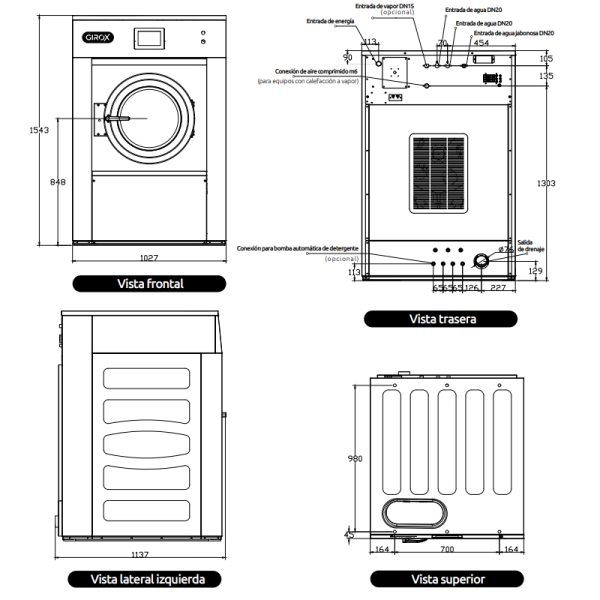 Lavadora industrial Girox modelo MF20B